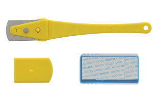 Lame de boulanger inox "Super grignette" avec étui + 10 lames de rechange