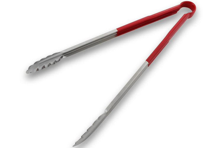 Pince de cuisine professionnelle 40cm manche antid&eacute;rapant rouge