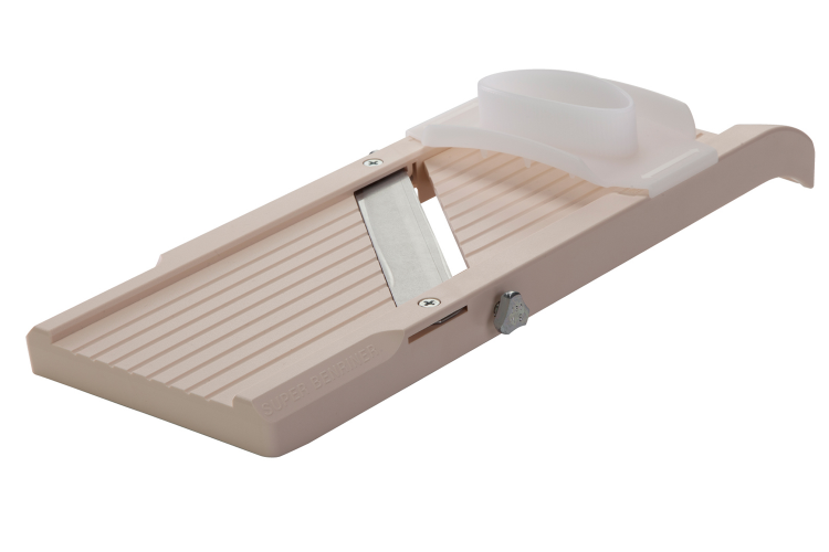 Mandoline japonaise professionnelle Super Benriner 3 lames + poussoir - Epaisseur r&eacute;glable 0,5 &agrave; 4mm