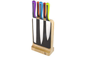 Bloc aimanté Bisbell en chêne massif soft touch pour 8 couteaux