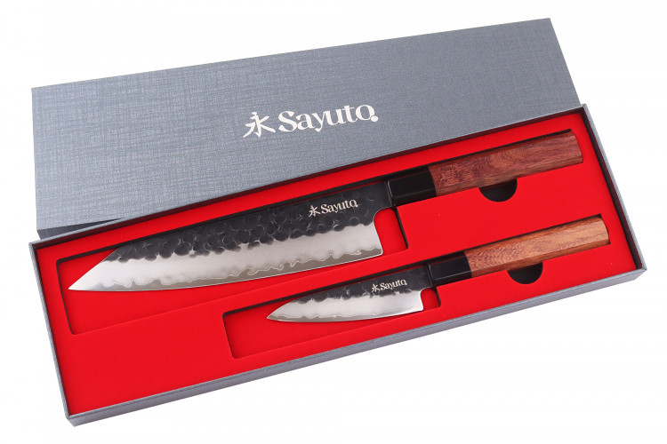 Coffret 2 couteaux Sayuto S&eacute;quoia San Mai Kiritsuke + Office