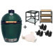 Pack Big Green Egg Large barbecue + convEGGtor + table modulaire + meuble d'extension + 6 roulettes