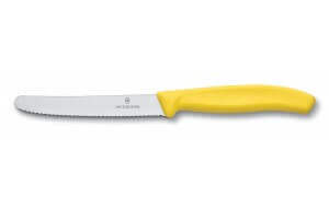 Couteau de table Victorinox SwissClassic jaune lame à dents 11cm