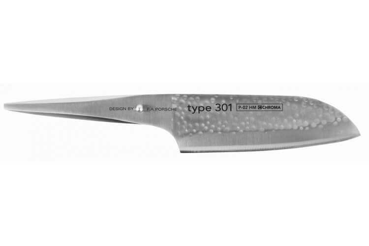 Couteau santoku Chroma Type 301 Design by F.A. Porsche martelé 18cm 