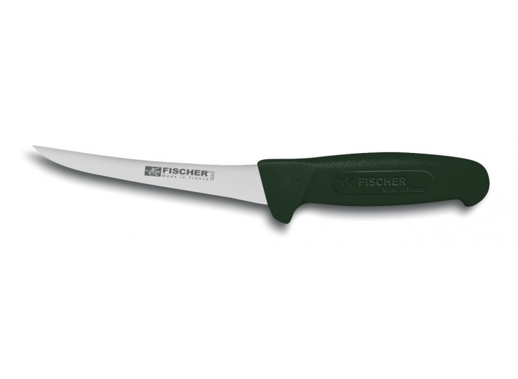 Couteau &agrave; d&eacute;sosser professionnel Fischer HACCP lame courb&eacute;e 15cm manche noir
