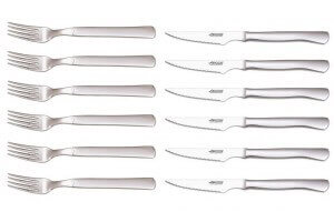 Coffret 6 couteaux + 6 fourchettes Arcos monobloc lames microdentées