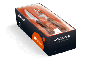 Coffret 6 couteaux + 6 fourchettes Arcos acier NITRUM manches en bois 