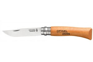 Couteau Opinel Tradition Carbone n°07 lame 8cm manche hêtre avec virole tournante