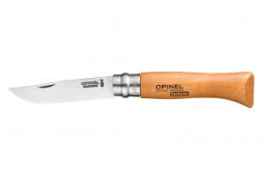 Couteau Opinel Tradition Carbone n°08 lame 8.5cm manche hêtre virole tournante