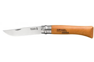 Couteau Opinel Tradition Carbone n°10 lame 10cm manche hêtre + virole tournante