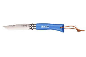 Couteau opinel Acidulé n°07 lame 8cm virole tournante manche azur + cordon