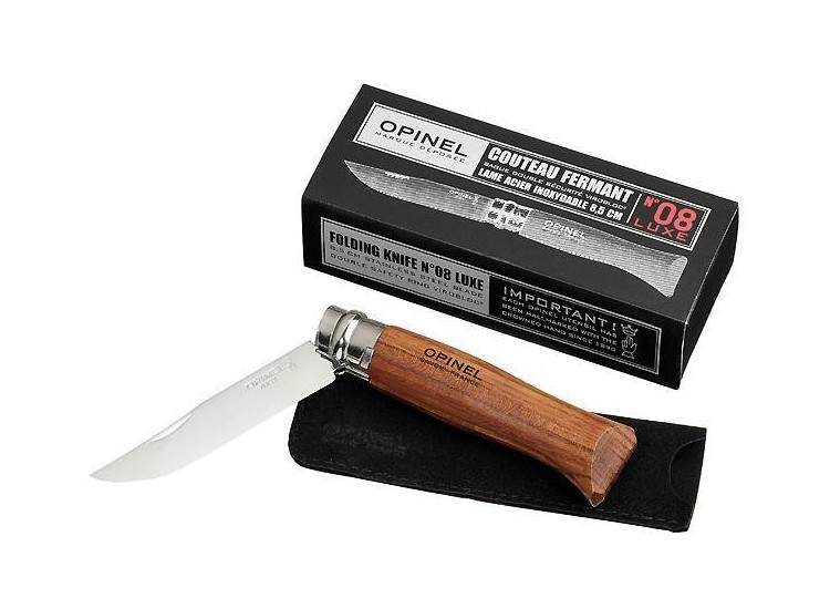 Couteau Opinel de luxe N°08 manche en padouk et lame inox