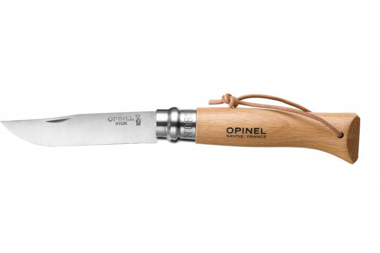 Couteau opinel Origines n°08 lame 8.5cm virole tournante manche naturel + cordon