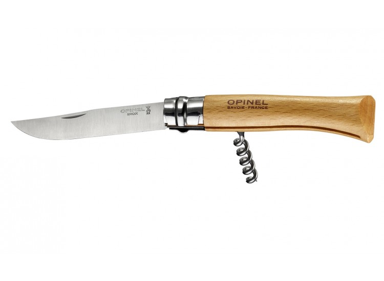 Couteau opinel traditionnel n°10 lame 10cm virole tournante manche en hêtre