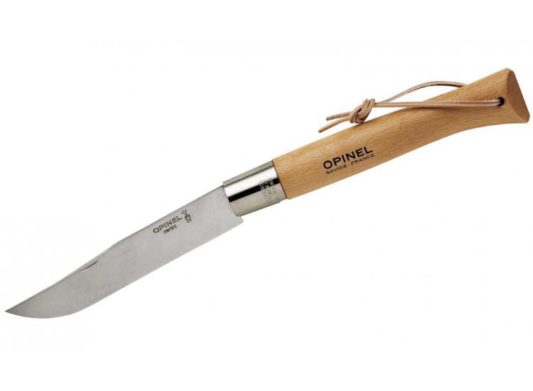 Couteau opinel Géant n°13 lame 22cm virole tournante manche hêtre + lacet cuir