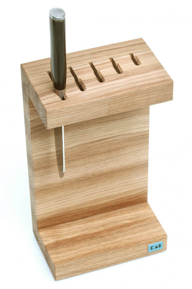 Porte couteaux KAI en chêne pour 5 couteaux de cuisine