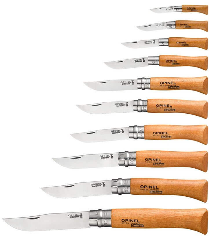 Coffret vitrine collection Opinel carbone 10 couteaux