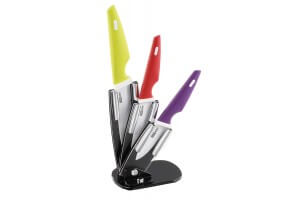 Bloc de 3 couteaux céramique Kitchen Artist manches colorés