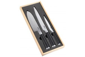 Coffret de 3 couteaux type japonais Kitchen Artist design authentique