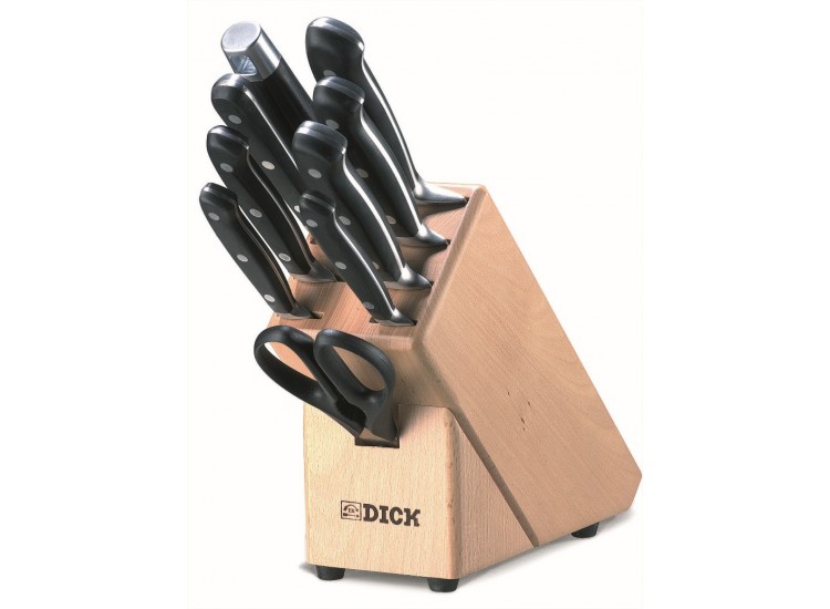 Bloc en bois 6 couteaux forgés + 3 accessoires DICK Premier Plus