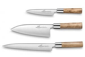 Malette Sabatier International 3 couteaux de cuisine style japonais manche Zebrano