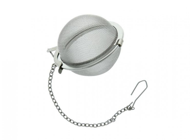 Boule à thé ergonomique acier inox tamis 45mm de diamètre avec chaînette