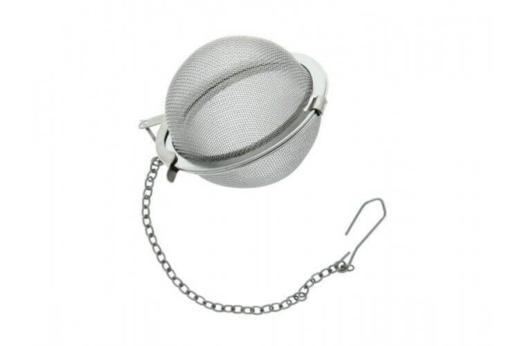 Boule à thé ergonomique acier inox tamis 45mm de diamètre avec chaînette