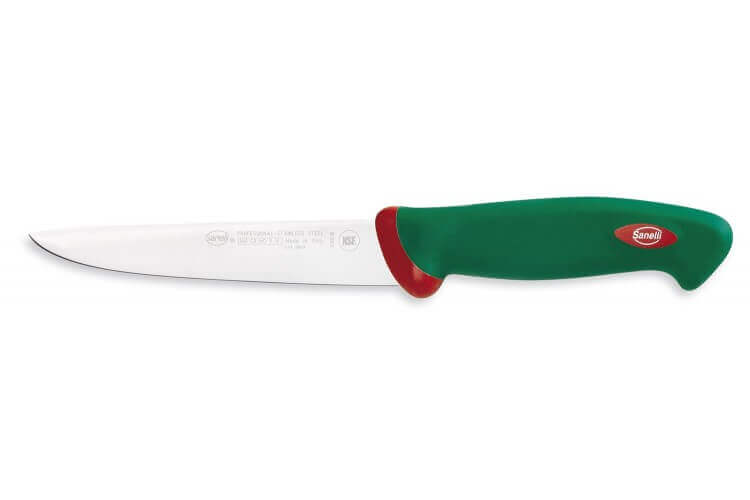 Couteau à désosser professionnel SANELLI Premana lame rigide 16cm manche vert