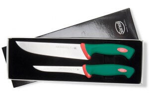 Coffret de 2 couteaux de boucher professionnels SANELLI Premana manches verts ergonomiques