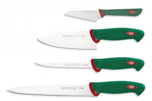 Coffret de 4 couteaux professionnels spécial sushi et poisson SANELLI manches verts
