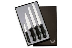 Coffret de 4 couteaux de cuisine professionnels SANELLI Gourmet manches noirs