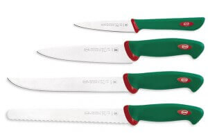 Coffret de 4 couteaux de cuisine professionnels SANELLI manches verts ergonomiques