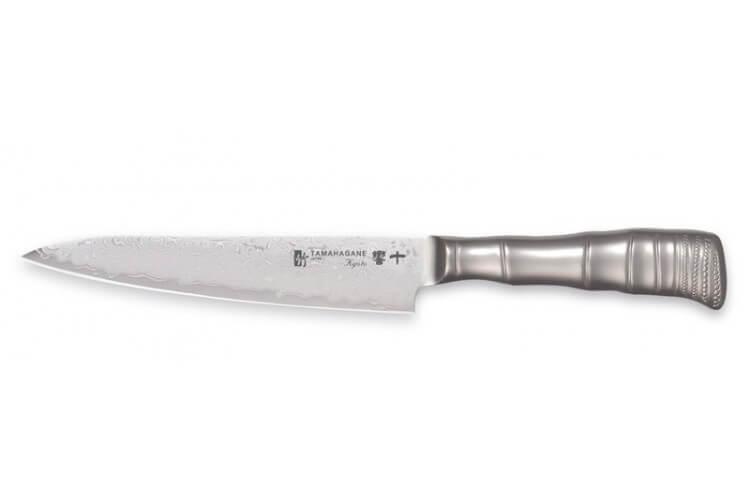 Couteau de chef japonais Tamahagane Bamboo Kyoto lame 24cm acier Damas VG5