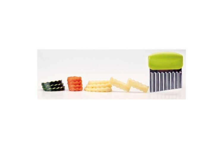 Coupe-patates à Lame Ondulée Verte - Pour Frites Ondulées, Légumes - Lave-vaisselle, Poignée Antidérapante