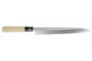 Couteau japonais sahimi 24cm haut de gamme JIKKO Montan acier Blue 2 Steel manche magnolia