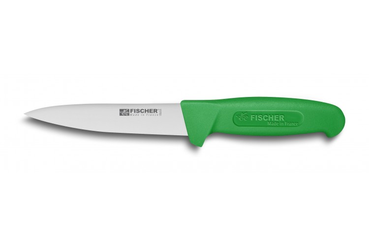 Couteau &agrave; saigner professionnel Fischer 14cm manche surmoul&eacute; vert