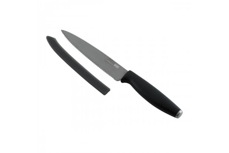Couteau de cuisine dentelé KUHN RIKON Colori Titanium revêtement titane 13cm + protège-lame