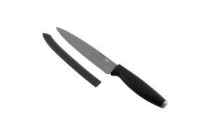 Couteau de cuisine dentelé KUHN RIKON Colori Titanium revêtement titane 13.5cm + protège-lame