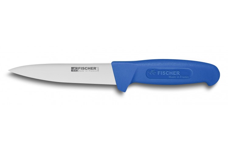 Couteau &agrave; saigner professionnel Fischer 14cm manche surmoul&eacute; bleu