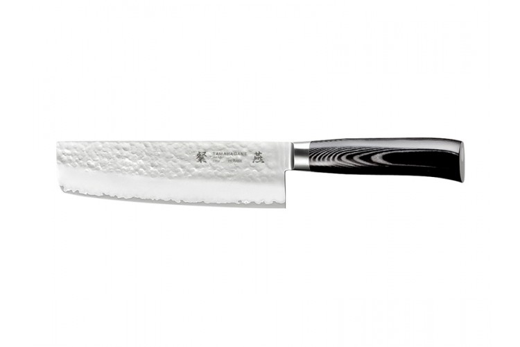 Couteau nakiri japonais Tamahagane Tsubame lame martelée 18cm acier VG5