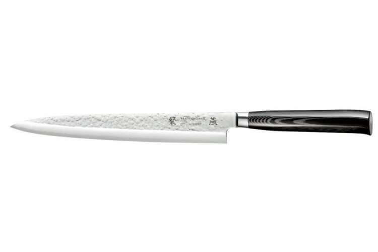 Couteau sashimi japonais Tamahagane Tsubame lame martelée 24cm acier VG5