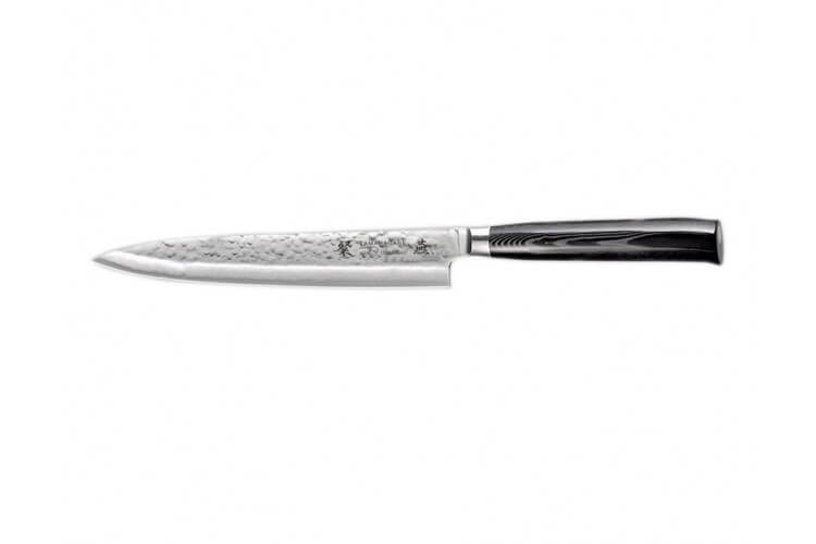 Couteau sashimi japonais Tamahagane Tsubame lame martelée 21cm acier VG5