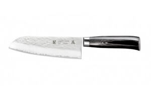 Couteau santoku japonais Tamahagane Tsubame lame martelée 17.5cm acier VG5