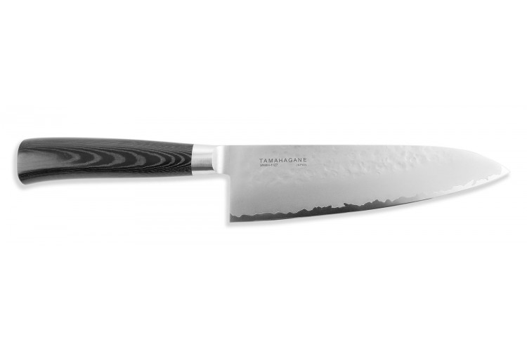 Couteau de chef japonais Tamahagane Tsubame lame martel&eacute;e 15cm acier VG5