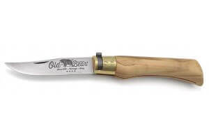 Couteau artisanal Old Bear L lame inox 9cm manche olivier avec virole