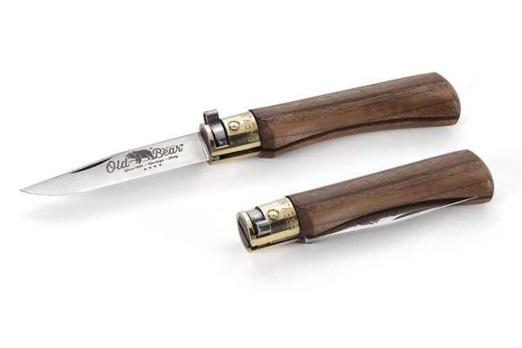 Couteau artisanal Old Bear lame inox 7cm manche noyer avec virole