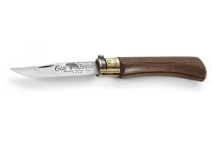 Couteau artisanal Old Bear M lame inox 8cm manche noyer avec virole