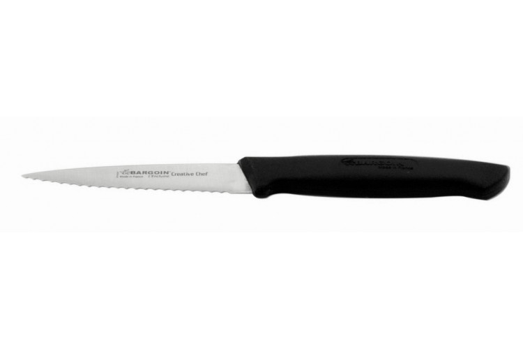Couteau d'office Bargoin Creative Chef lame dentelée 10cm manche surmoulé noir