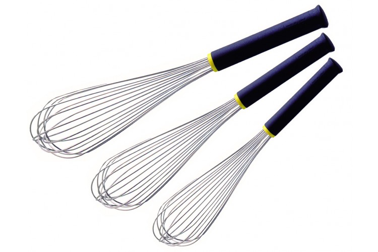 Lot de 3 fouets FMC professionnels Matfer manche noir Exoglass&reg;