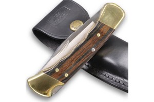 Couteau pliant BUCK 112FG Ranger manche 11cm empreintes doigts + étui cuir